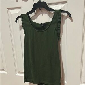 J.Crew Women's Green Ruffle Tank Top